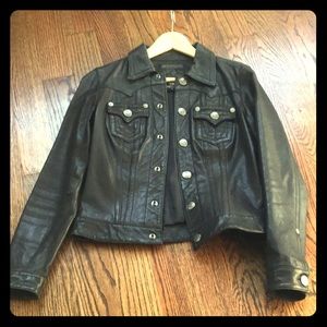 True Religion black authentic leather jacket, Med